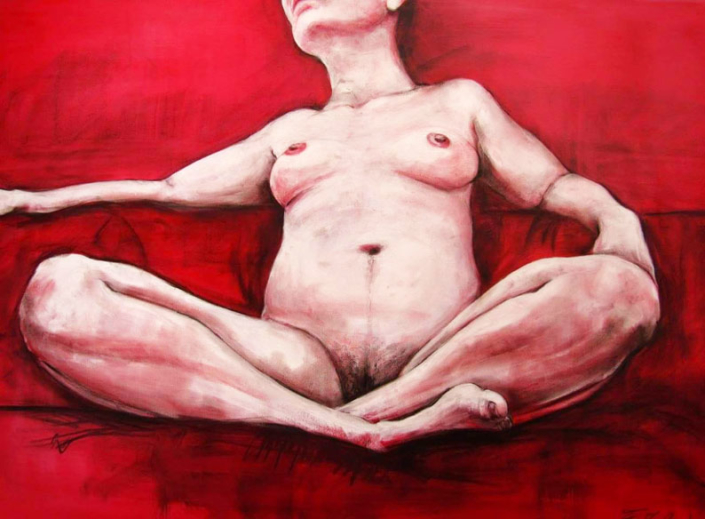 Pensieri in 18a, 2014, tempera acrilica su tela, cm 100×70